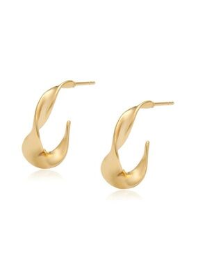 Twisted Hoop Earrings | 14K Gold Plated | Hypoallergenic Jewelry